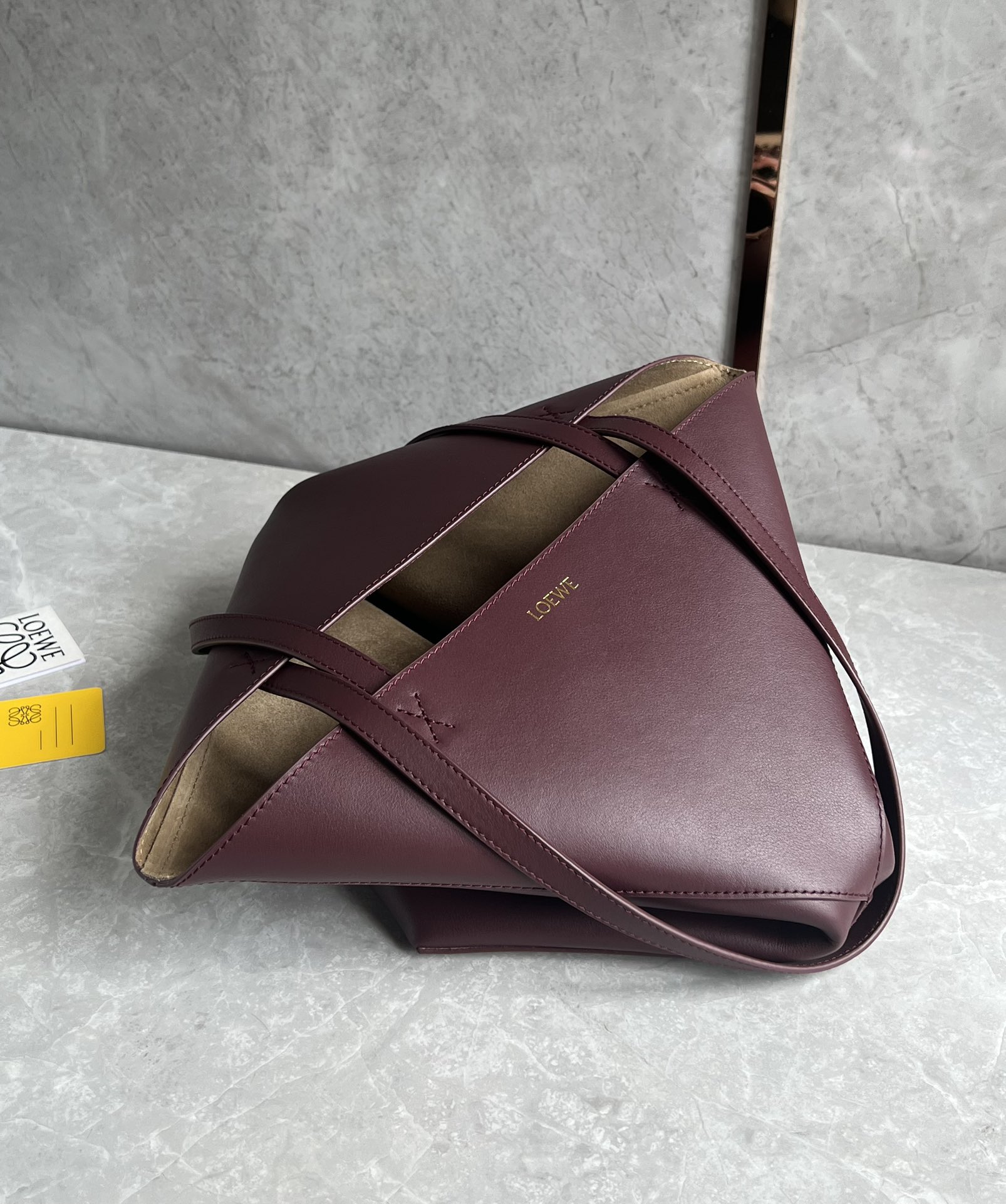 Loewe Medium Puzzle Fold Tote in Shiny Calfskin Dark Purple